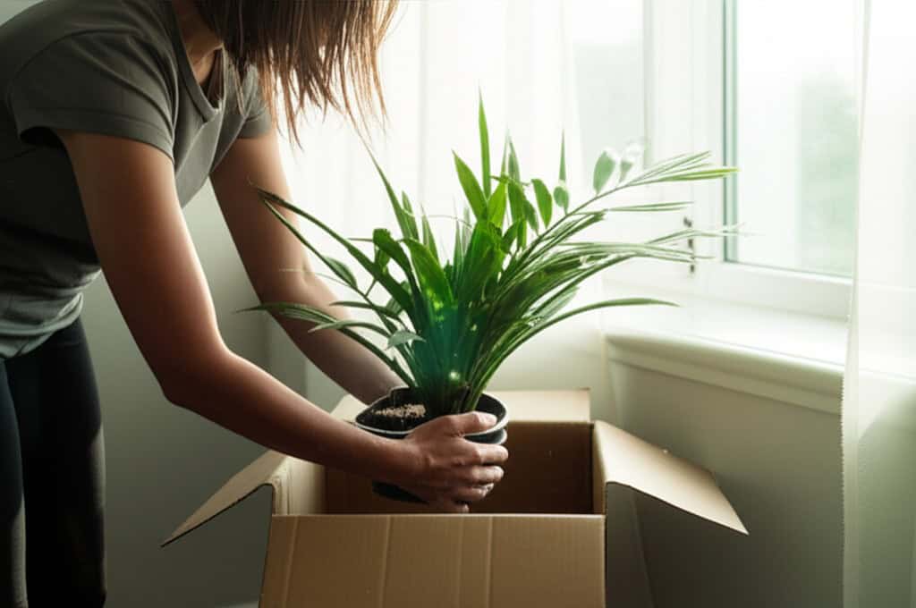 Person unboxing an indoor plant delivery near a window from PlantasticHaven media library