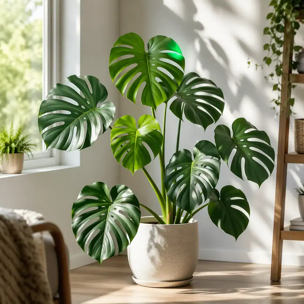 Editorial hero illustration representing "Monstera Light Requirements: Best Light for — Monstera Light Requirements: Best Lig