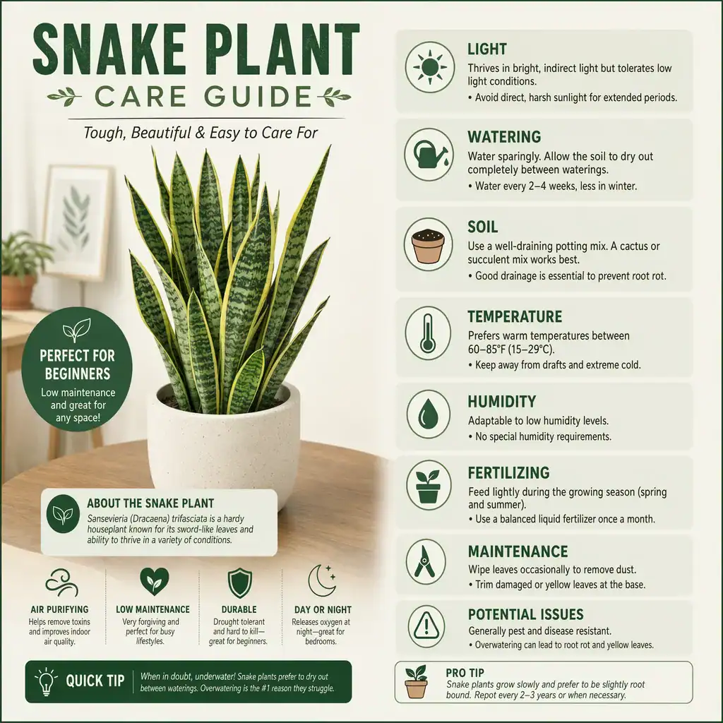 Healthy snake plant before division or leaf cutting propagation